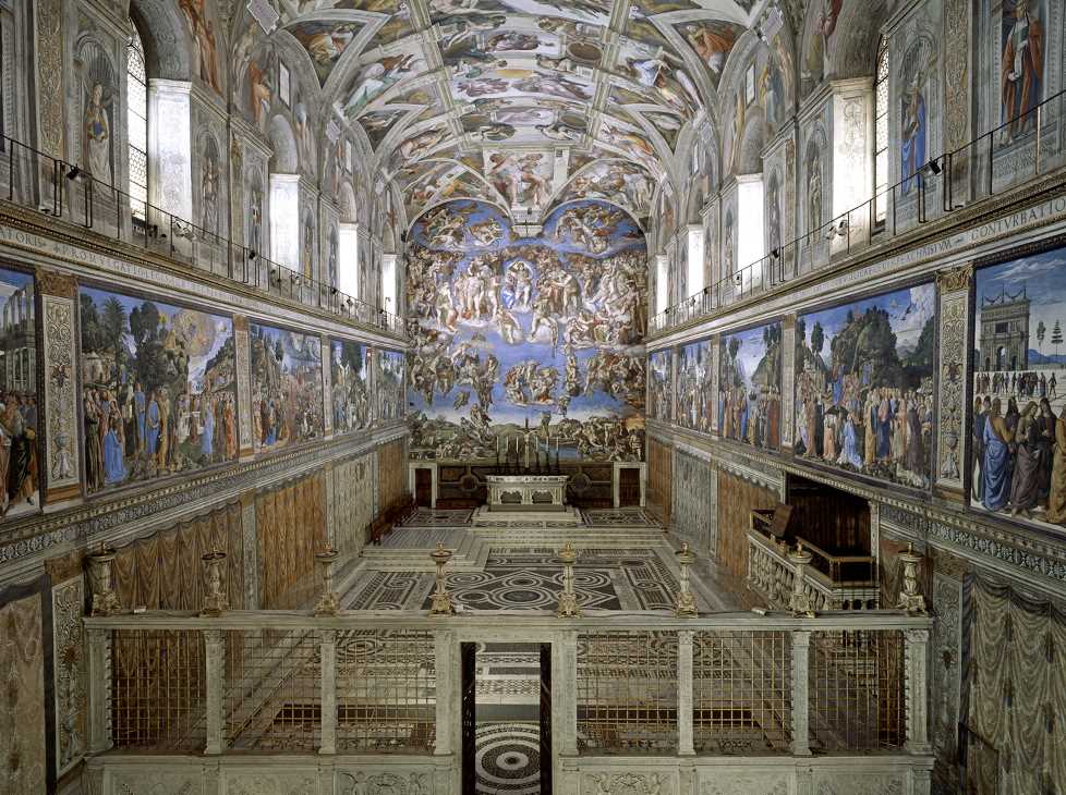 Capela Sixtină din Vatican, poza din interior.